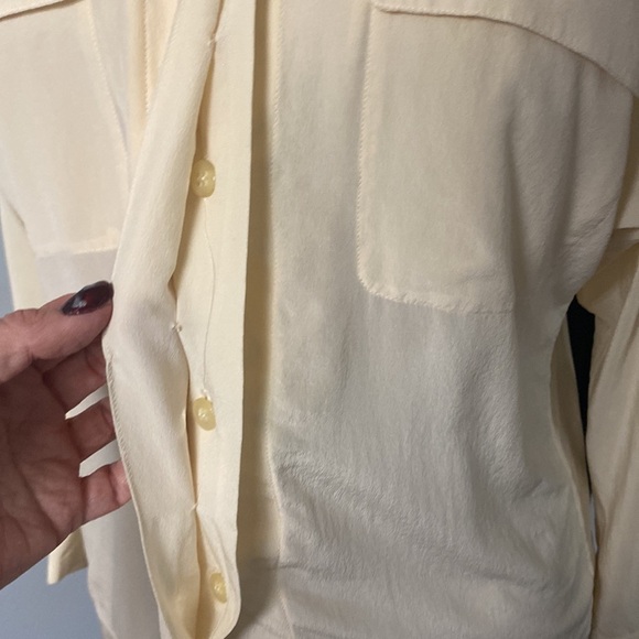 RAFAELLA PETITES 100% SILK BUTTON UP LONG DOLMAN SLEEVE CROSSOVER HIDDEN BUTTON - Picture 3 of 10